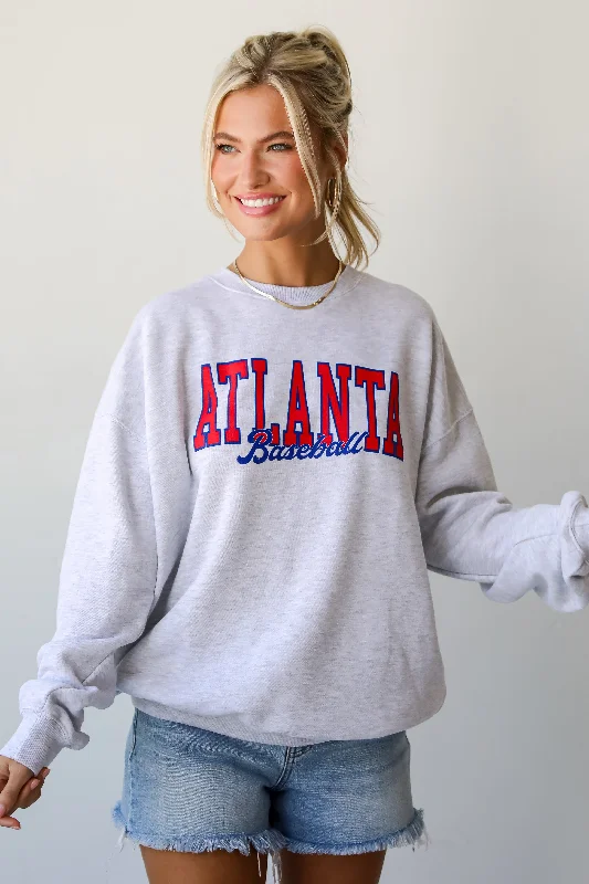 Exclusive Designer Collection Heather Grey Atlanta Baseball Sweatshirt