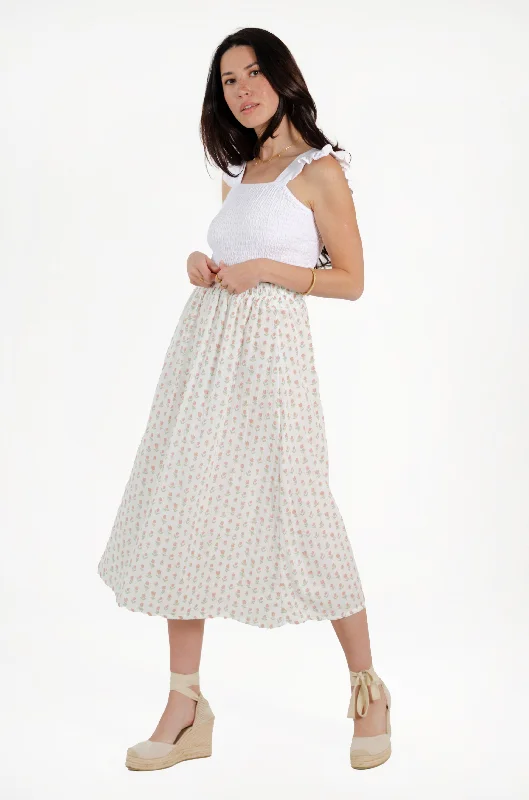 Limited Quantities SARA SKIRT // LIGHT PINK FLOWERS