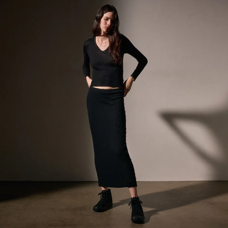 Exclusive Discount Cashmere Rib Skirt - Black