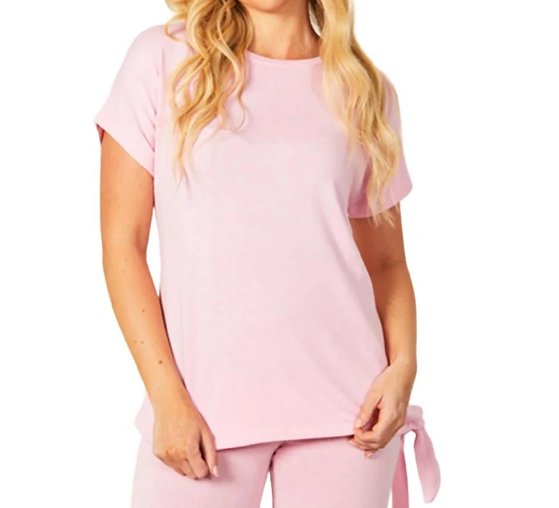 Elevated Style Short Sleeve Side Tie Detail Top In Blush