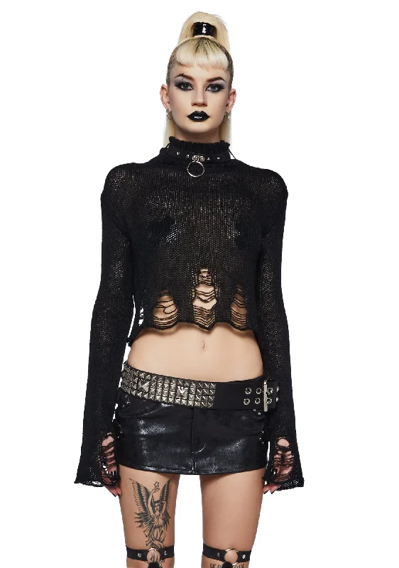Hot Trends No Pressure Knit Sweater - Black