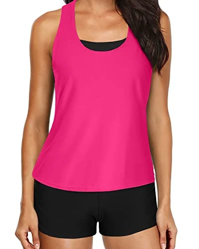 Shop Our Looks 3 Piece Womens Tankini Swimsuits Cutout Back Athletic Bathing Suit-Neon Pink Shop Our Looks 3 Piece Womens Tankini Swimsuits Cutout Back Athletic Bathing Suit-Neon Pink