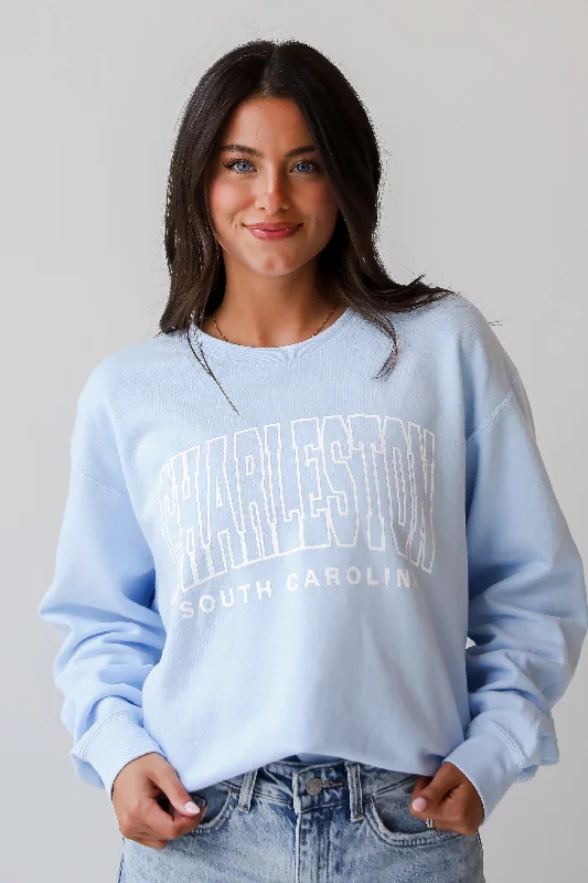 Fashion For Every Occasion Light Blue Charleston South Carolina Block Letter Sweatshirt