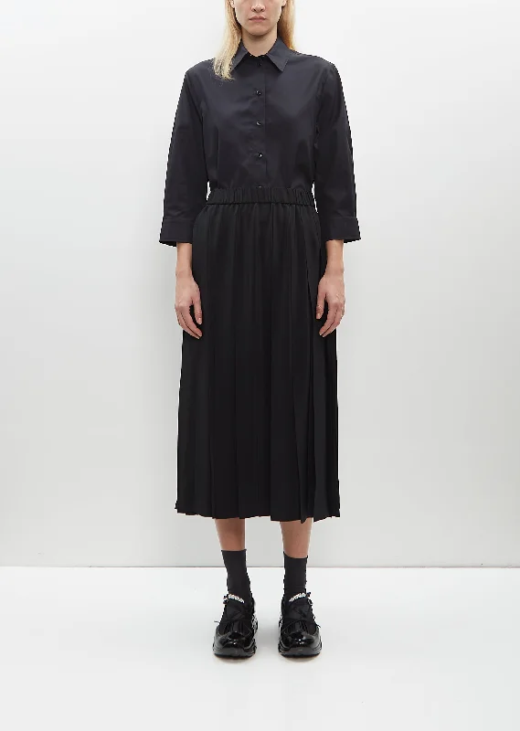 Floral Style Long Pleated Elasticated Waist Kilt Skirt