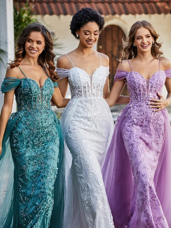 Latest Fashion for Women Buy More, Save More Lace Up Back Off Shoulder Tulle Gown Lilac