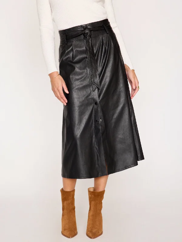 Flash Sale The Teagan Vegan Leather Belted Skirt