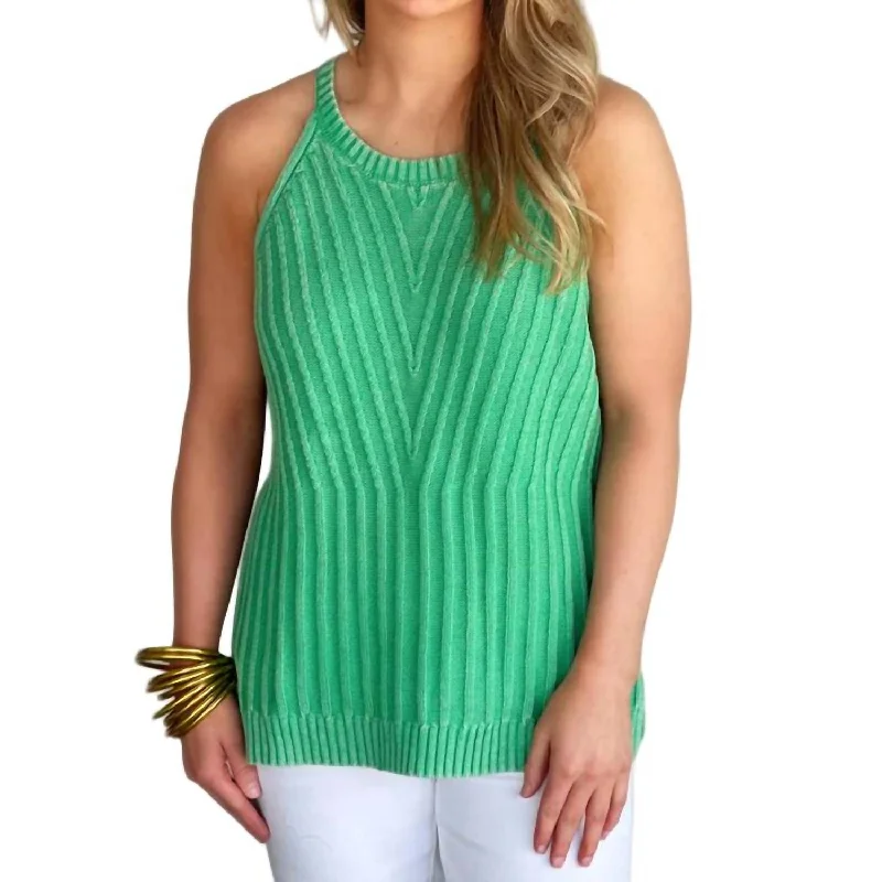 Modern Women's Fashion Halter Sweater Tank In Just Green