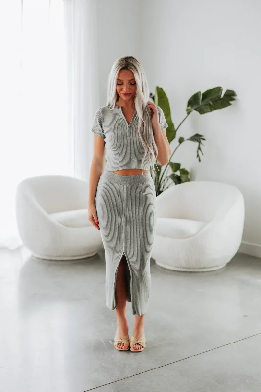 Summer Fashion Tresia Ribbed Midi Skirt