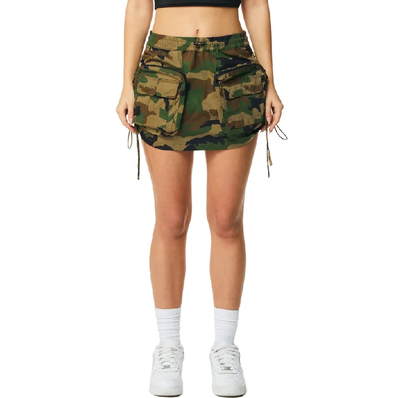 First Order Discount Shirring Utility Mini Skirt - Wood Camo