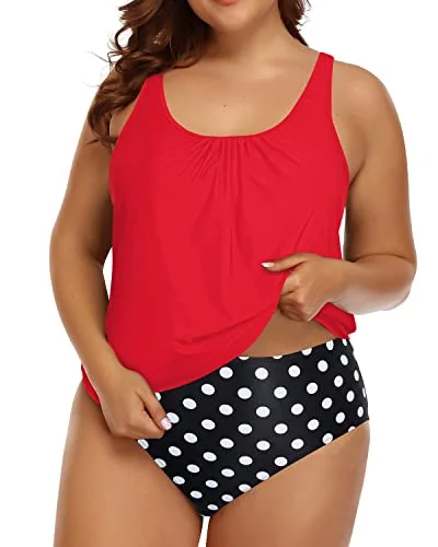 Fast Fashion Favorites Women's Tummy Control Bathing Suit Blouson Tankini Swimsuit-Red Dot Fast Fashion Favorites Women's Tummy Control Bathing Suit Blouson Tankini Swimsuit-Red Dot