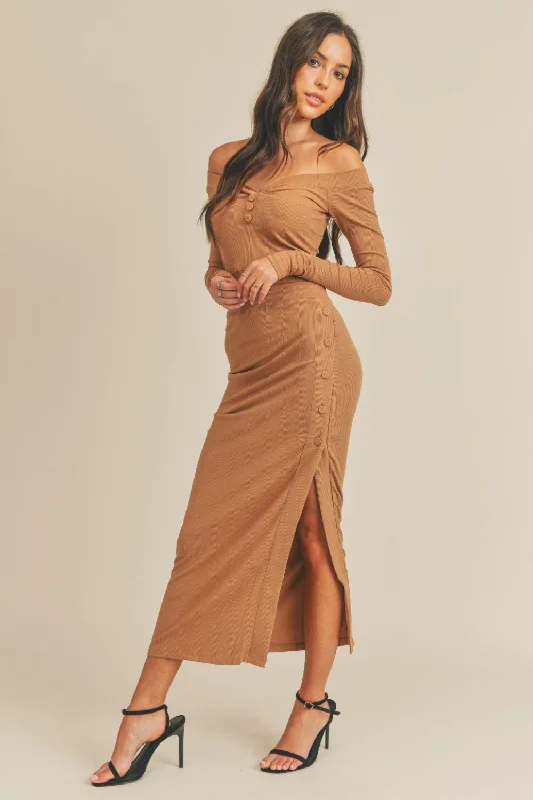Mid Season Sale Hot Girl MABLE Button Detail Crop Top and Slit Midi Skirt Set