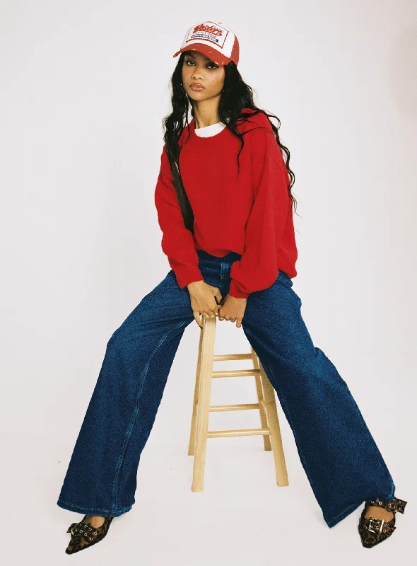 Huge Discounts This Week Naylor Wide Leg Jeans Mid Blue Denim Tall