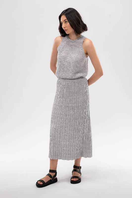 Romantic Detailing Womens Mali Knit Skirt - Silver Birch