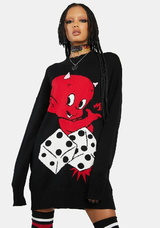 Grab Romantic Date - Night Styles Now Unlucky Gamble Oversized Sweater