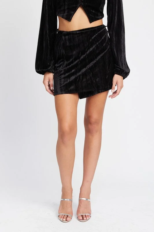 From Casual To Classy Hot Girl Velvet Dreams Wrapped Mini Skirt