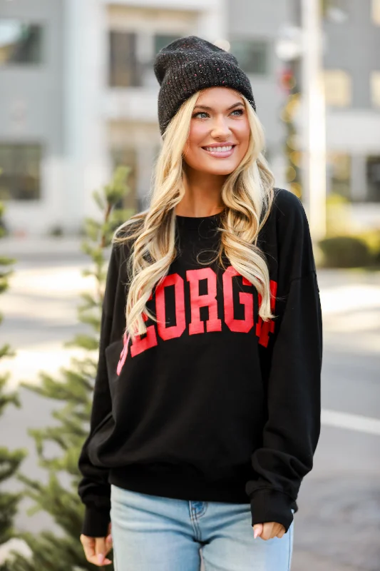 Premium Quality Garments Black Oversized Georgia Sweatshirt