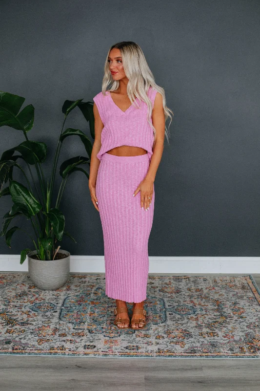 Trendy Attire For Her Andri Knit Skirt - Orchid
