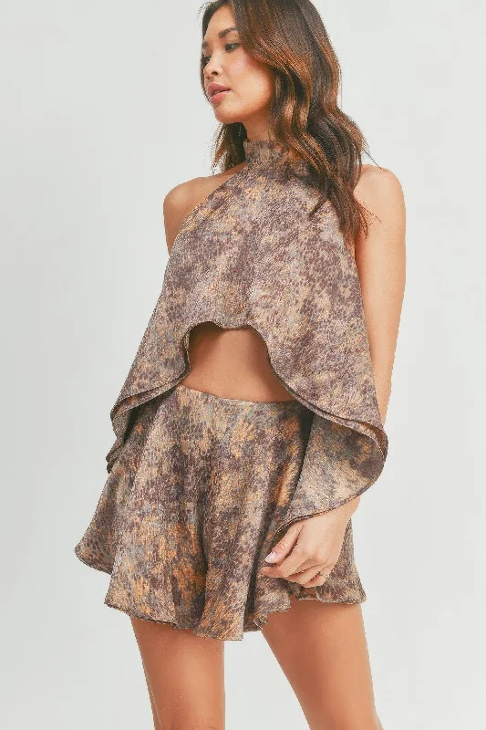 Romantic Flair Hot Girl Flow With It Halter Top Skort Two Piece Set