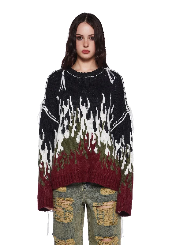 Elegant Clothing Burn Chunky Flame Knit Sweater