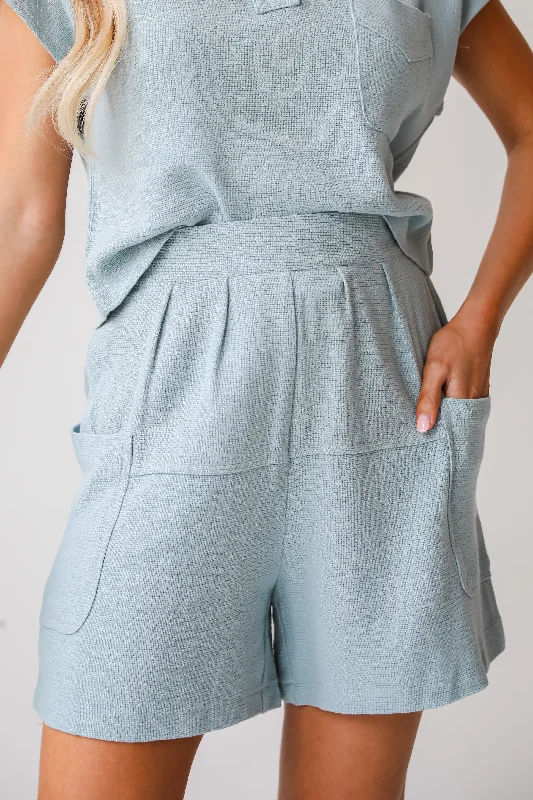 Quick Grab Deals FINAL SALE - Sunny Destiny Dusty Blue Linen Shorts - DU DEAL