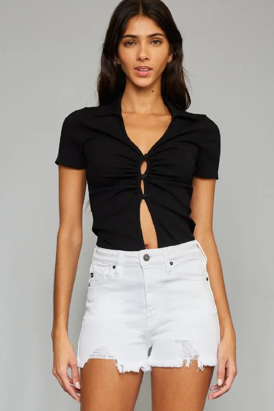 Crazy Price Slashing Hot Girl X Kancan High Rise Frayed Hem Denim Shorts In White