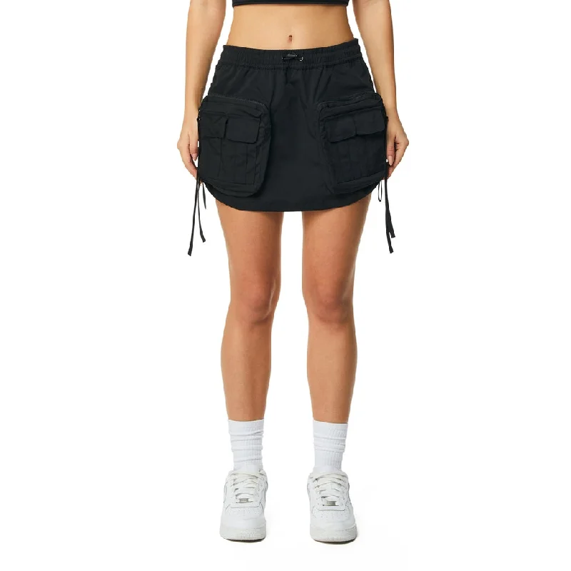Trendy Styles Shirring Utility Mini Skirt - Black