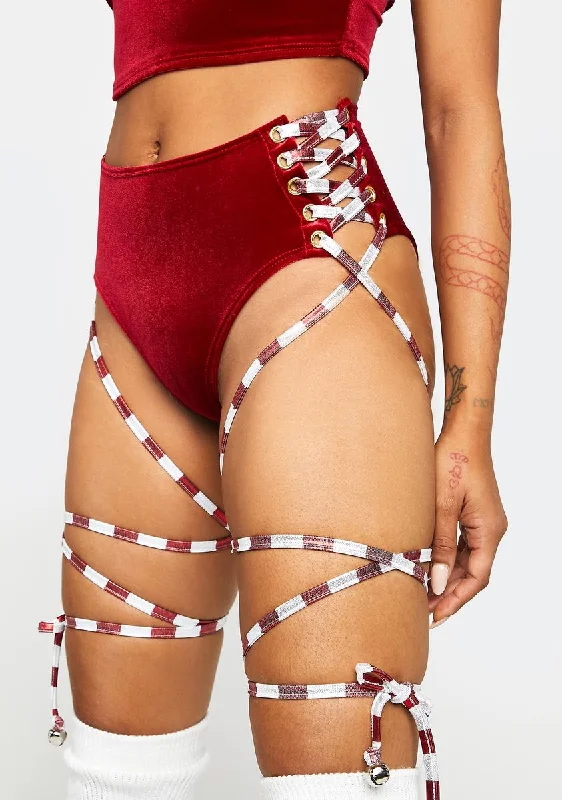 Clearance Event Jingle Bell Velvet Lace-Up Shorts