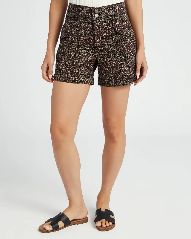 Vintage Inspired Fashion Sale Floral "Ab"solution Double Button Utility Short