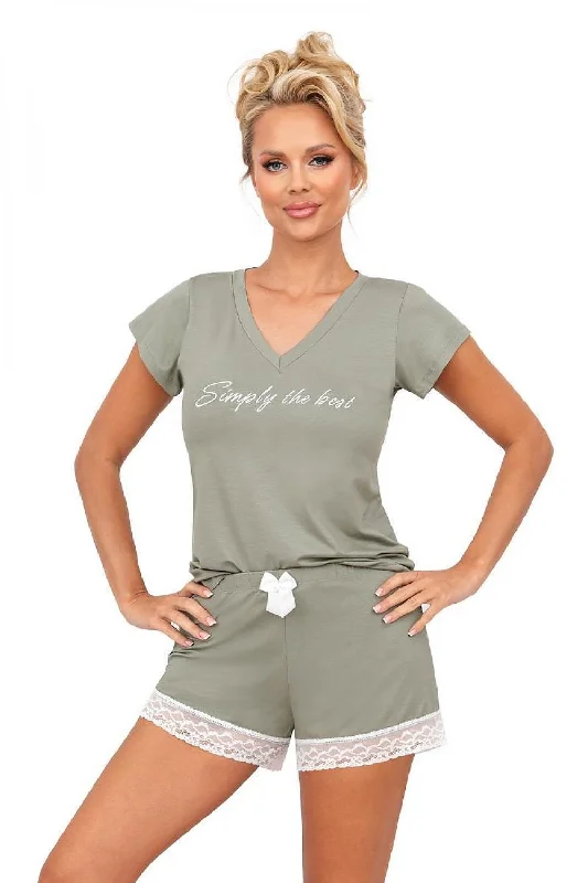 Clearance Event Donna Simply The Best PJ Lace Hem Top And Shorts Lounge Set