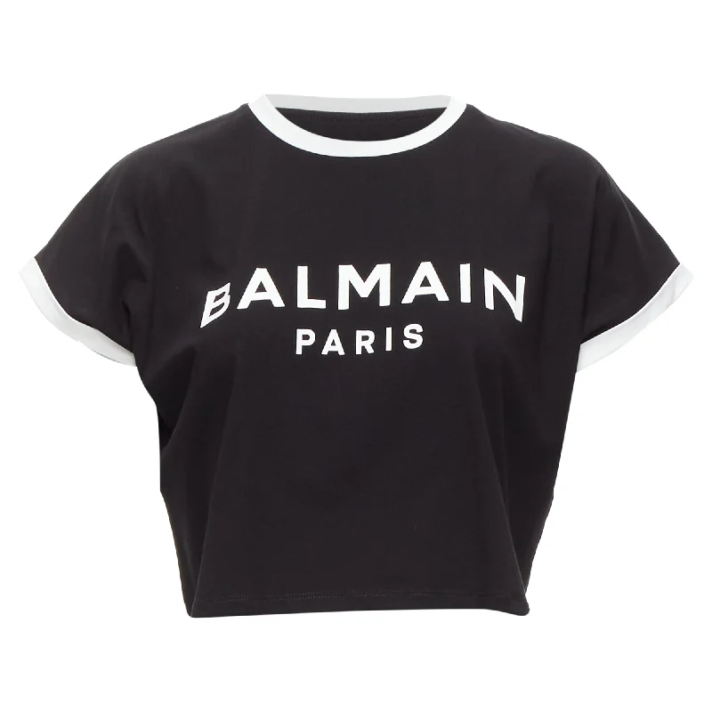 Hot Trends Balmain logo cap short sleeve rr cropped tshirt
