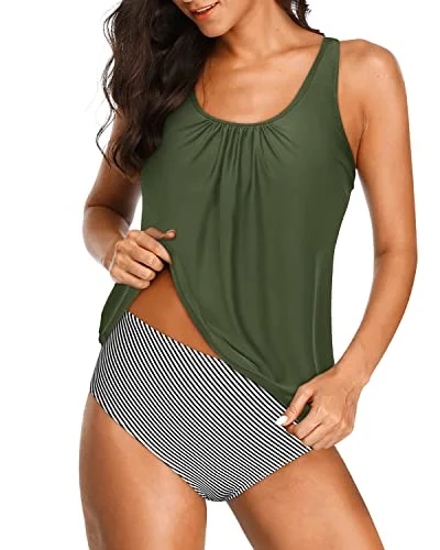 Hot Trends Women's Tummy Control Athletic Swimwear Blouson Tankini Swimsuits-Navy Blue Hot Trends Women's Tummy Control Athletic Swimwear Blouson Tankini Swimsuits-Navy Blue