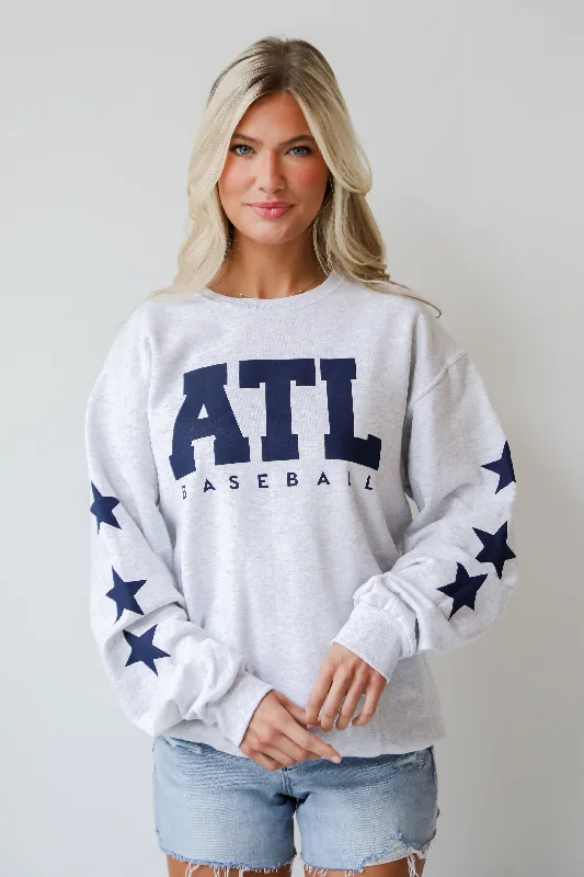 Vibrant Femme Fashion Heather Grey ATL Baseball Star Sweatshirt