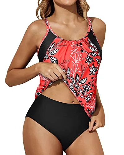 Timeless Elegance Redefined Sports Bra Tankini Swimsuits For Women Bathing Suits For Teen-Red Floral Timeless Elegance Redefined Sports Bra Tankini Swimsuits For Women Bathing Suits For Teen-Red Floral