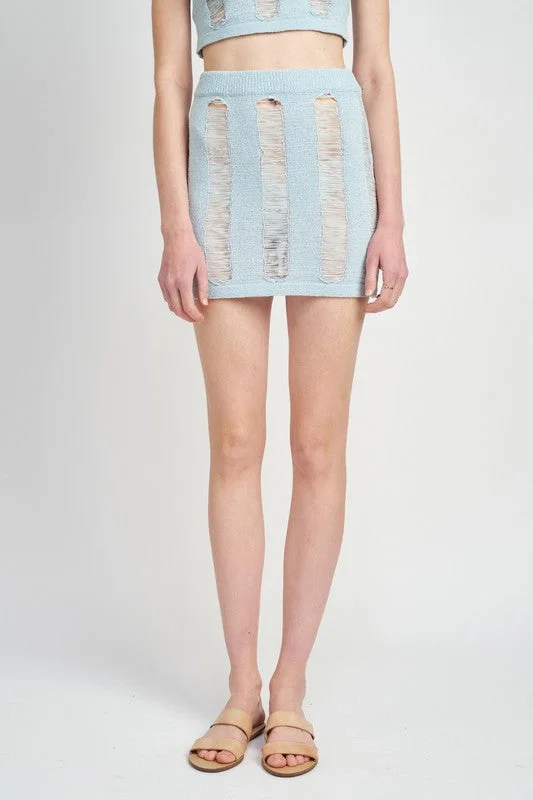Massive Selection Sale Hot Girl Laddered Mini Skirt In Light Blue