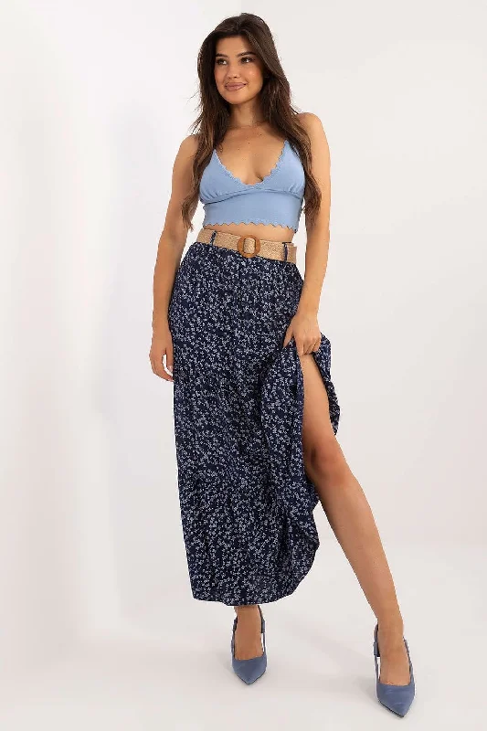 Trendsetting Threads Italy Moda Belted Floral Maxi Skirt