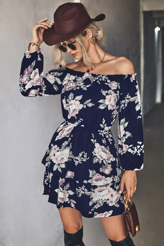 Clothes Women From Casual To Classy Floral Off-Shoulder Layered Mini Dress
