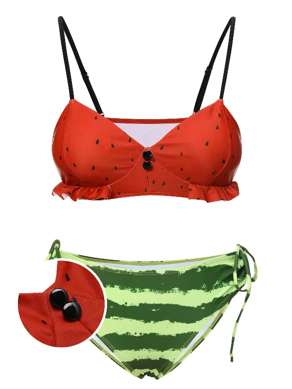 Women's Elegant Outfit Catch Every Fashion Trend Red 1950s Watermelon Suspender Bikini Set Women's Elegant Outfit Catch Every Fashion Trend Red 1950s Watermelon Suspender Bikini Set