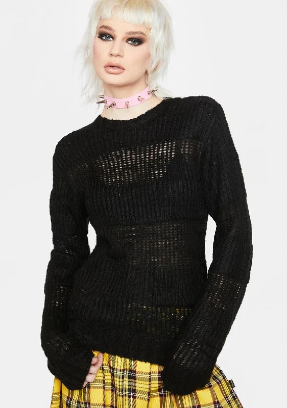 Special Occasion Wear Open Stripe Knit Sweater