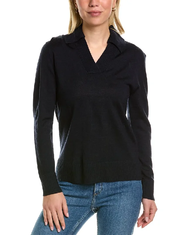 Effortless Chic Apparel MT by Madeleine Thompson Polo Collar Wool-Blend Sweater
