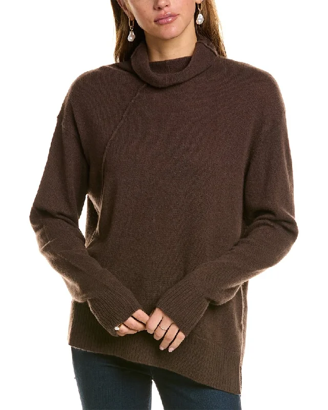 Latest Trends Hannah Rose Asymmetrical Funnel Neck Cashmere Tunic Sweater