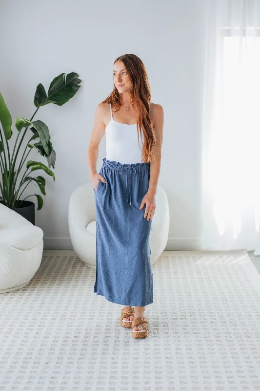 Winter Warm - Up Sale Emeline Midi Skirt - Steel Blue