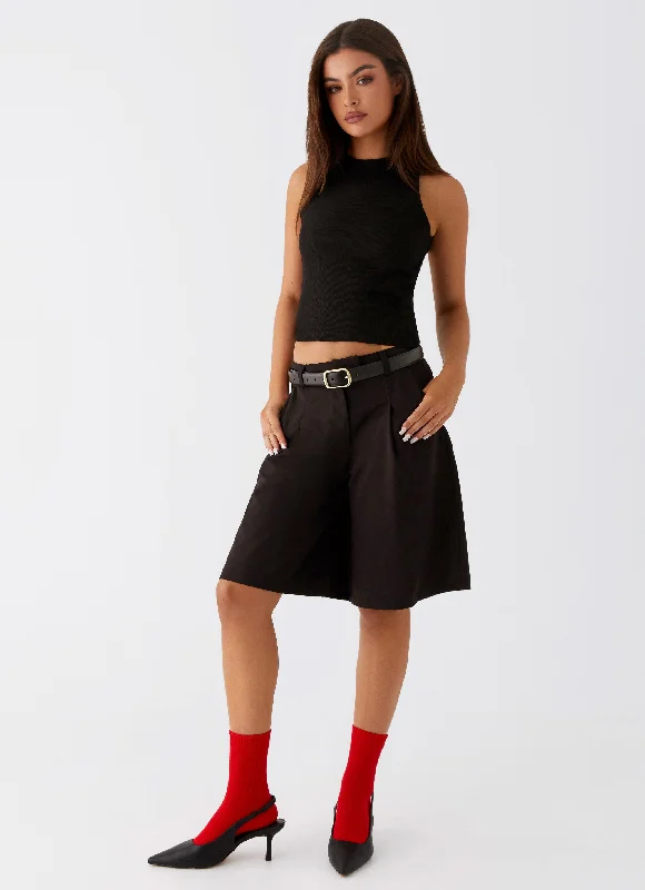Athleisure Wear Promotion Jeni Long Tailored Jorts - Black