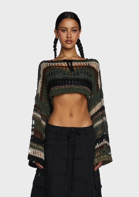 Minimalist Office - Ready Style Giselle Extreme Cropped Sweater - Green