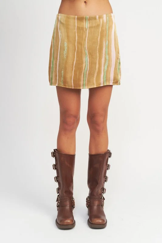 Season Transition Versatile Wear Clearance Hot Girl Desert Storm Striped Mini Skirt