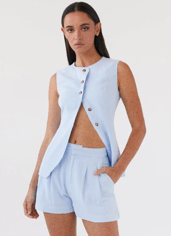 Additional Time-Limited Offers Born For Bordeaux Linen Shorts - Blue
