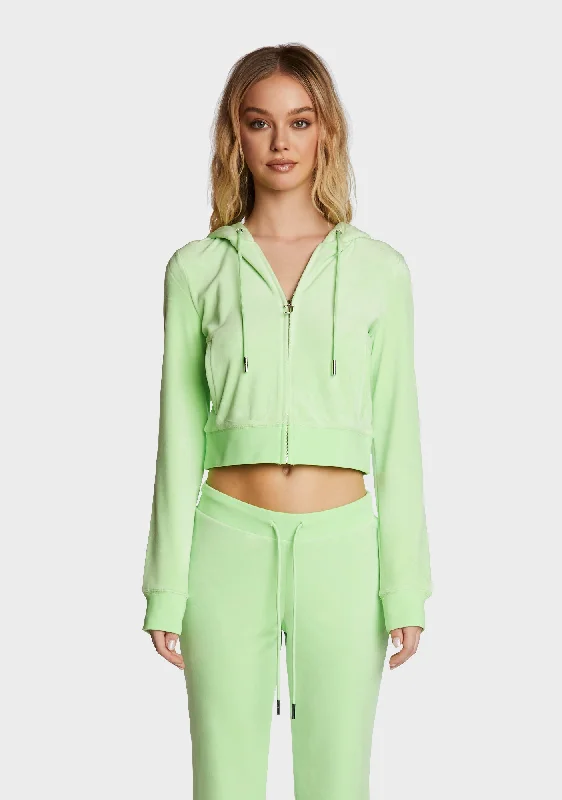 Chic Women's Outfit Trendy Attire For Her Sour Apple OG Bling Velour Jacket