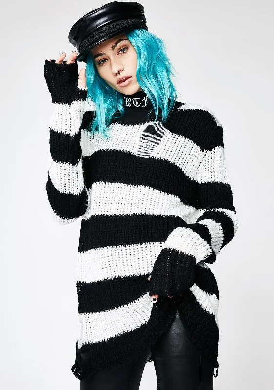 Score Big On Glamorous Red - Carpet Styles Icy Lost Cause Striped Sweater