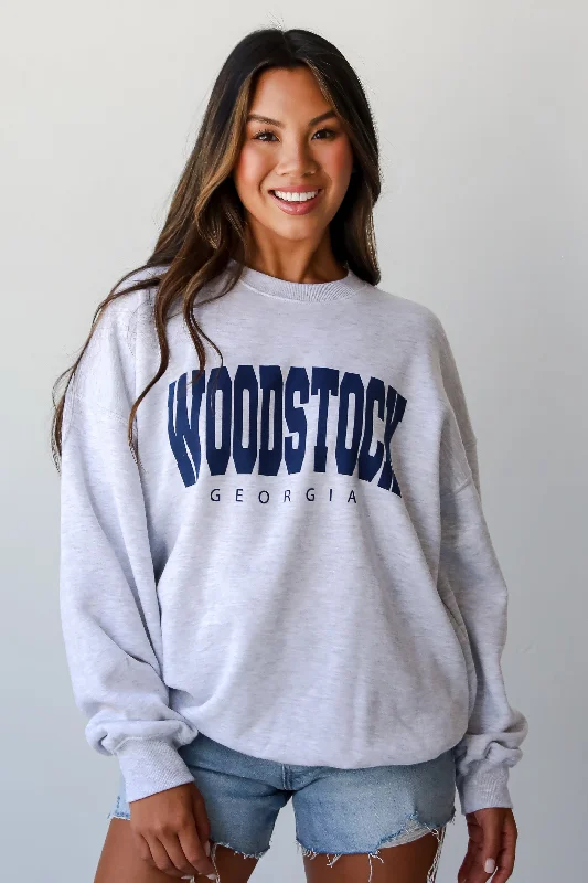 Exclusive Discount Heather Grey Woodstock Georgia Block Letter Sweatshirt