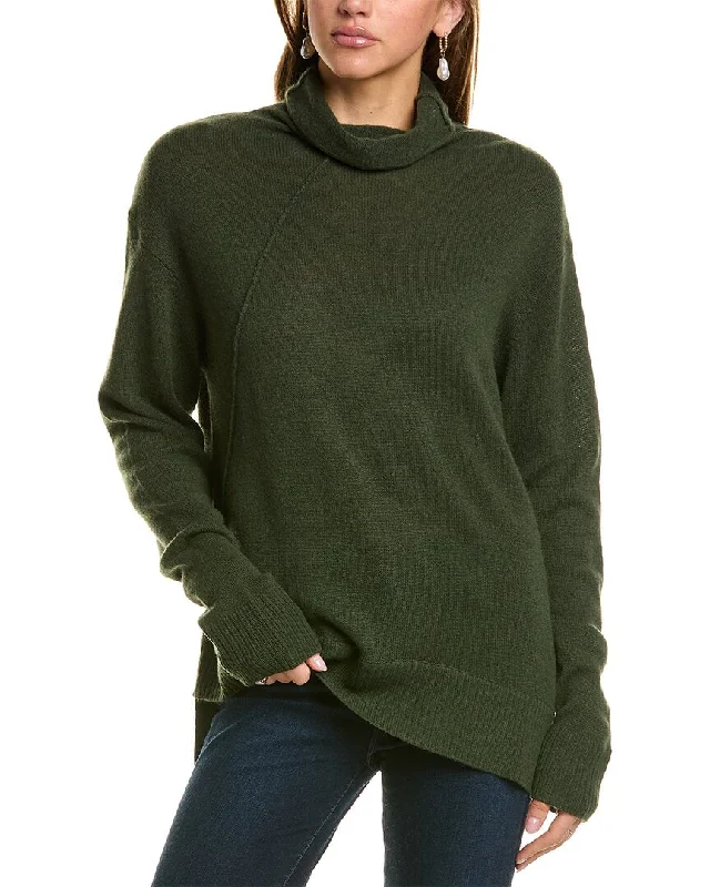Season Sale Hannah Rose Asymmetrical Funnel Neck Cashmere Tunic Sweater