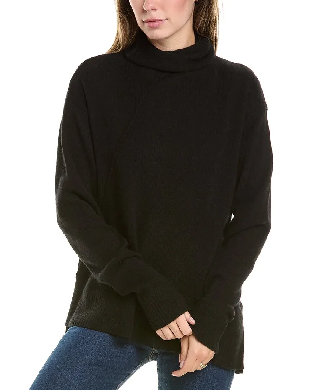 Seasonal Sale Hannah Rose Asymmetrical Funnel Neck Cashmere Tunic Sweater